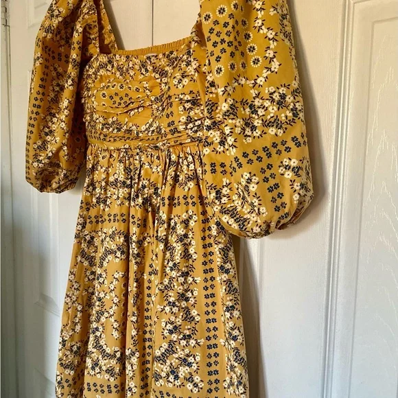 Abercrombie & Fitch Mustard Floral Long Sleeve Dress - Picture 3 of 6